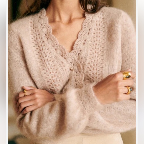 Sezane Sweaters - Sezane Angelie sweater Cardigan Light Beige - Size S